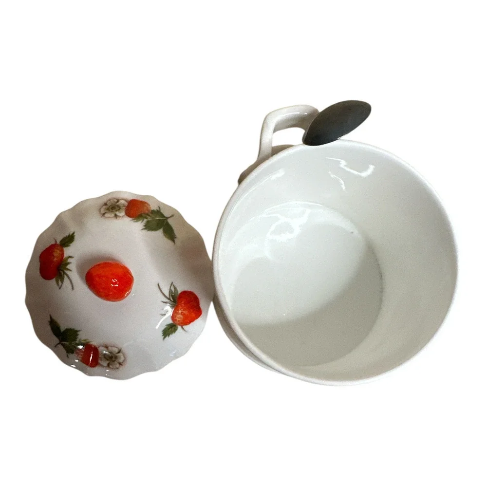 Vintage Serving Bone China Strawberry Lane Jam Jelly Server from MANN 1981